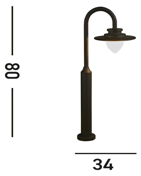 Searchlight LED osvětlení cesty Texas, IP54, grafitová barva, výška 80 cm, Černá, Hliník