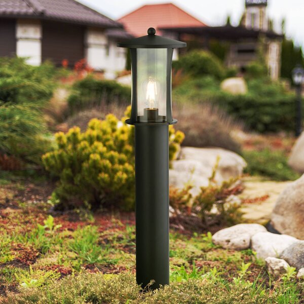 Searchlight Světlo na sloupku Pagoda, IP44, černé, výška 73 cm, kovové, stmívatelný, Černá, Hliník