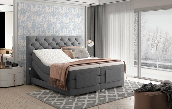 Luxusní polohovací postel 140x200 LIVANO - popelavá