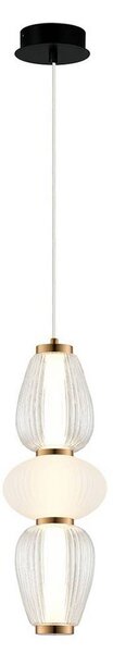 Viokef Závěsné světlo LED Shiny, Ø 16 cm, čiré/bílé, sklo, Čirá / transparetní, Obývací pokoj / jídelna, Moderní