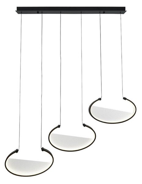 Viokef Závěsné světlo LED Adele, délka 117 cm, černé, kov, 3-bodové., Černá, Obývací pokoj / jídelna, Hliník, Moderní
