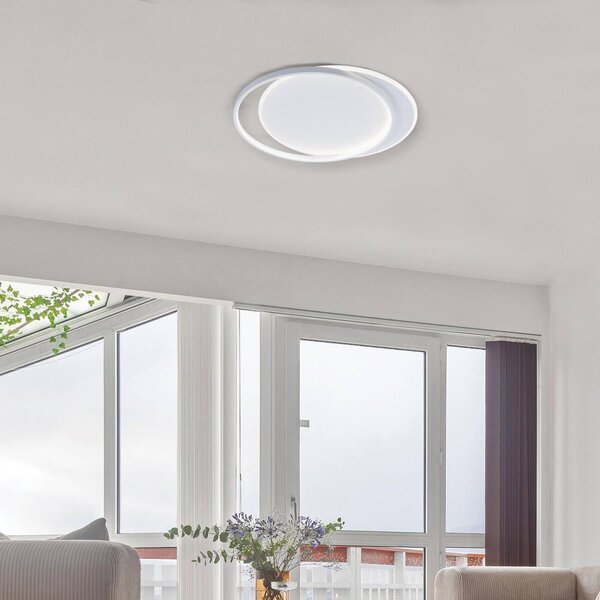 Viokef LED stropní svítidlo Evelyn, bílé, délka 55 cm, kov, Bílá / opál, Obývací pokoj / jídelna, Hliník, Moderní