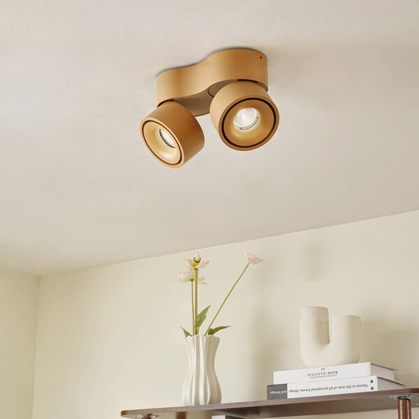 Arcchio LED stropní bodové světlo Rotari, hnědé, 2-bodové, 8,9W, stmívatelný, Hnědá / rez, Chodba, Hliník, Moderní