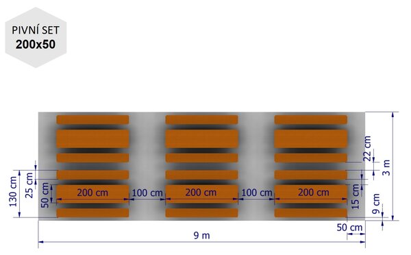 Nůžkový párty stan 3x9 m TENTino BIG HEXAGON EXTREME Barva opláštění: 1A - BÍLÁ
