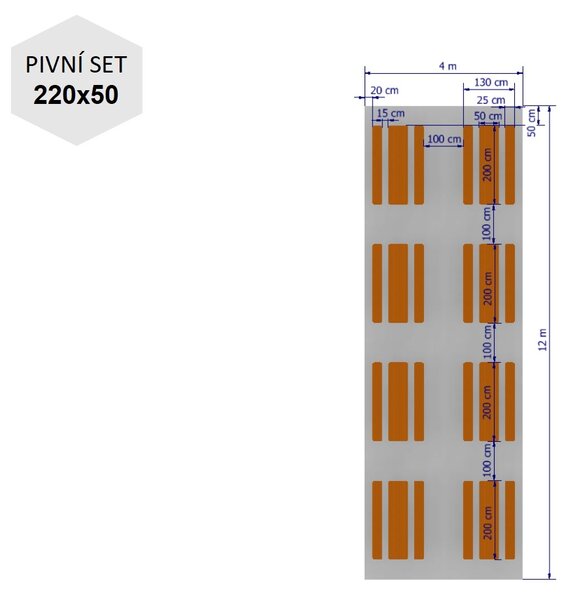 Nůžkový párty stan 4x12 m TENTino BIG HEXAGON EXTREME Barva opláštění (Zvolte variantu): 11A - ČERNÁ
