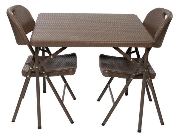 TENTino Zahradní set RATTAN - STŮL 86x86 + 2x ŽIDLE