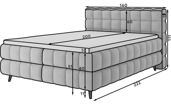 Kontinentální postel Sabrina 140x200, hnědá (tonall 22)