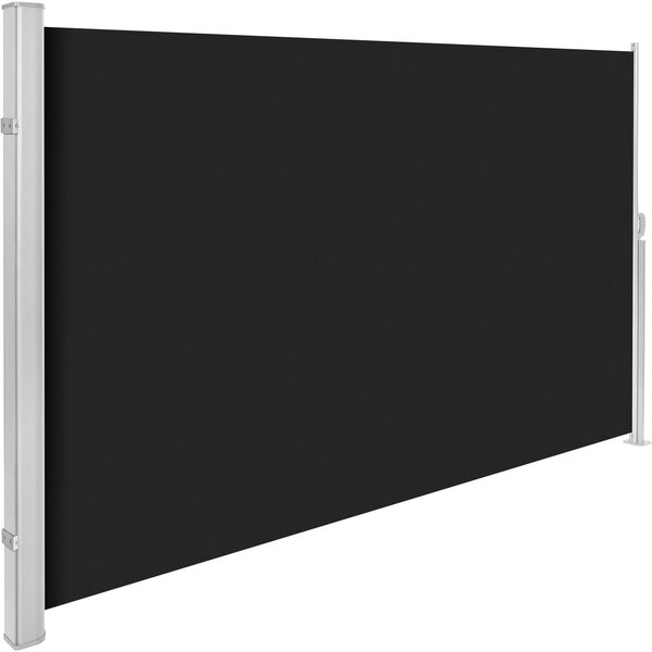 Tectake Hliníková boční markýza s výsuvem a navíjecím mechanismem - 300.00 x 160.00 x 10.00 cm, černá
