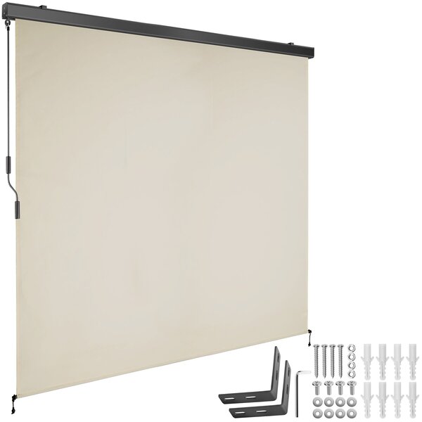Tectake Svislá markýza Eloise se 2 nástěnnými držáky - 200 x 250 cm, béžová
