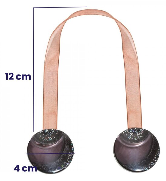 Magnetická spona na závěsy - hnědá se třpytkami