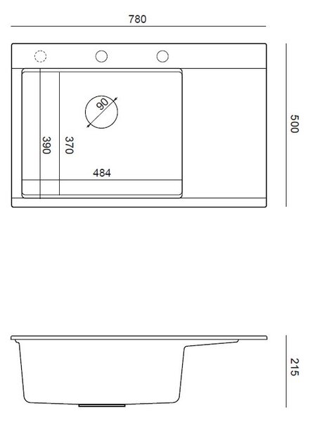 Černý kuchyňský granitový dřez QUADRON Josh 111 s příslušenstvím bez baterie