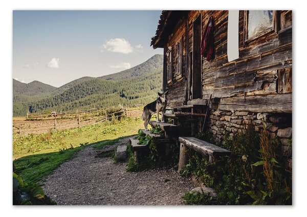 Foto obraz sklo tvrzené Dřevěný dům hory osh-131816797