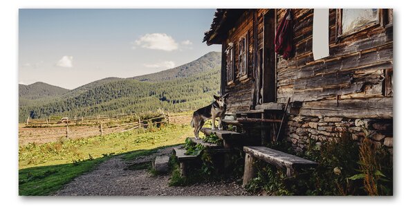 Foto obraz sklo tvrzené Dřevěný dům hory osh-131816797
