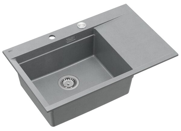 Šedý kuchyňský granitový dřez QUADRON Josh 111 s příslušenstvím bez baterie