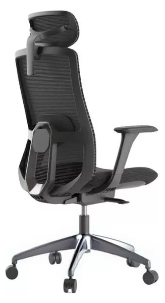 Kancelářská ergonomická židle WISDOM s podhlavníkem — síť, černý plast, nosnost 150 kg černá