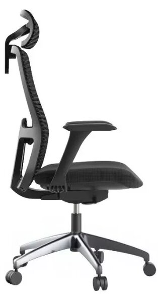 Kancelářská ergonomická židle WISDOM s podhlavníkem — síť, černý plast, nosnost 150 kg černá