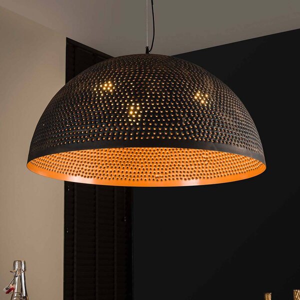 ZIJLSTRA Kovové závěsné svítidlo Punchray, jedno světlo, stmívatelný, Hnědá / rez, Obývací pokoj / jídelna, kov, Vintage