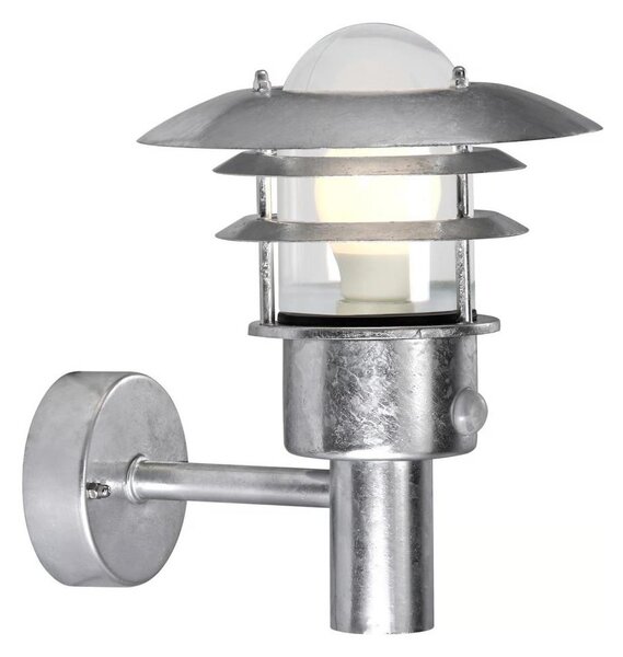 Nordlux - Ven. nás. svítidlo se senzorem LONSTRUP 1xE27/60W/230V IP44 stříbrná