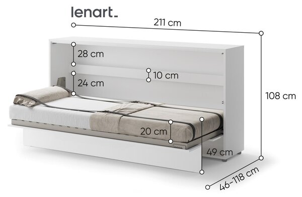 BED CONCEPT BC-06 výklopná postel 90x200 bílá