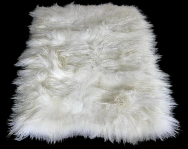 Kožený koberec z ovčí kůže - dlouhý chlup - bílý - 3K - rovný 3 kůže Dlouhý chlup 10-20 cm