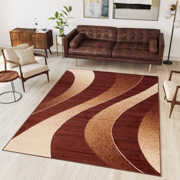 Chemex Moderní koberec Tap - vlnky 5 - hnědý Rozměr koberce: 60x100 cm