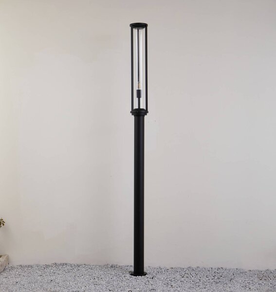 Lucande venkovní světlo Alivaro, černé, 220 cm, E27, IP65, stmívatelný, Černá, Hliník, Moderní