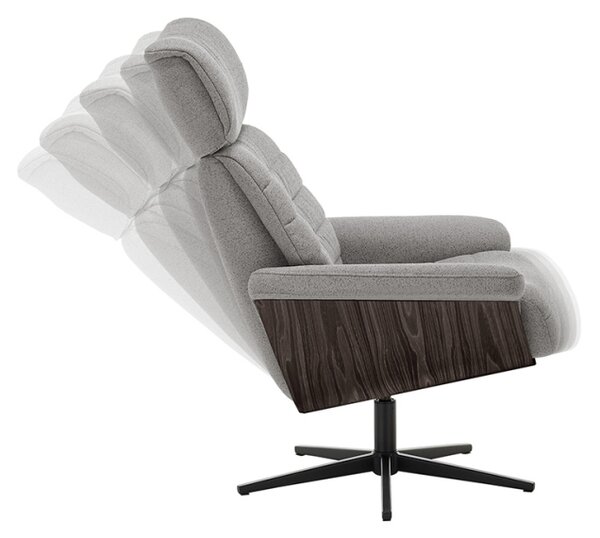 Relaxační otočné křeslo ULLA včetně taburetu (Šedá)
