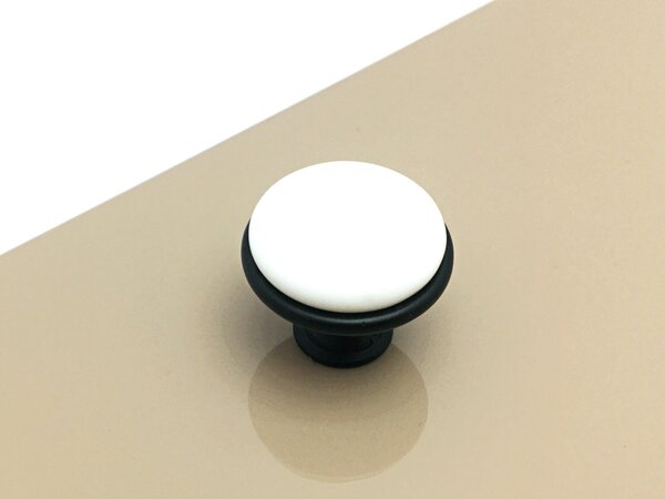 In-Design Nábytková knopka Blanc porcelán / černá matná