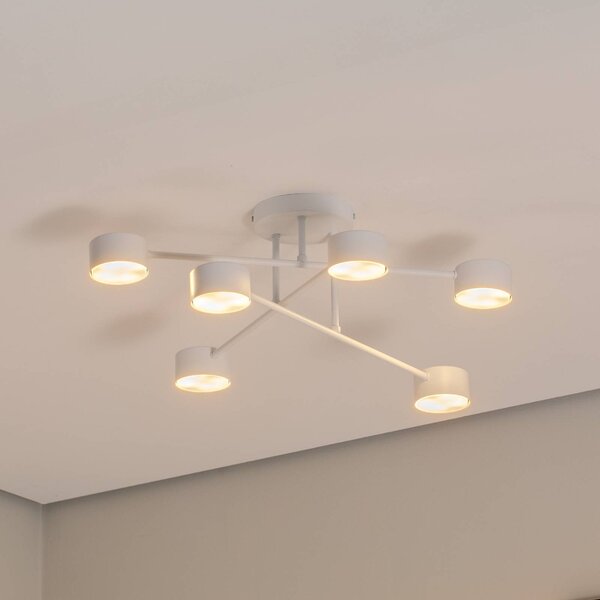 EMIBIG LIGHTING Stropní svítidlo Modus 6, ocelové, šestisvětelné, GX53, bílé, stmívatelný, Bílá / opál, Obývací pokoj / jídelna, kov, Moderní