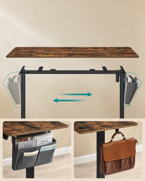 SONGMICS Výškově nastavitelný elektrický stůl 70 x 160 x 72–120 cm hnědá černá