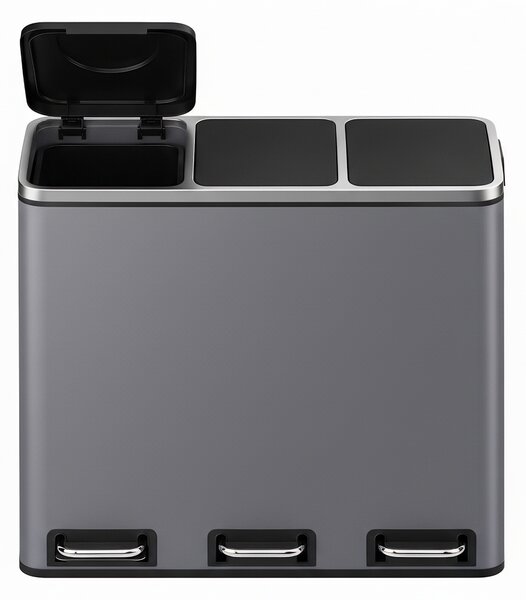 SONGMICS Odpadkový koš pedálový na tříděný odpad 3 x 18 litrů světle šedá