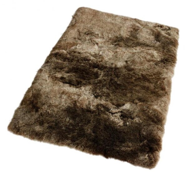 Kožený koberec z ovčí kůže - střižený chlup - hnědý - 3K - rovný 3 kůže Střižený chlup 5 cm