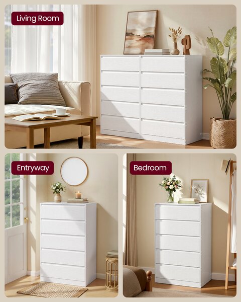 VASAGLE Komoda KAYLIN 5 zásuvek 60 x 97 x 40 cm bílá