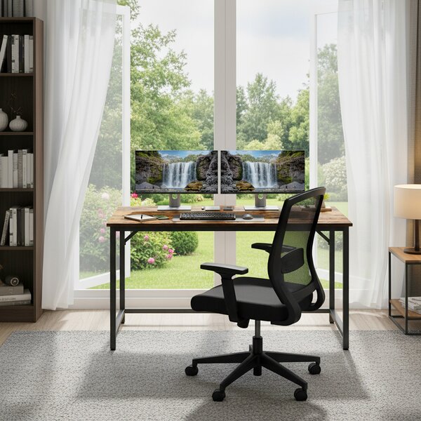 VASAGLE Psací stůl industriální design 120 x 75 x 60 hnědá černá