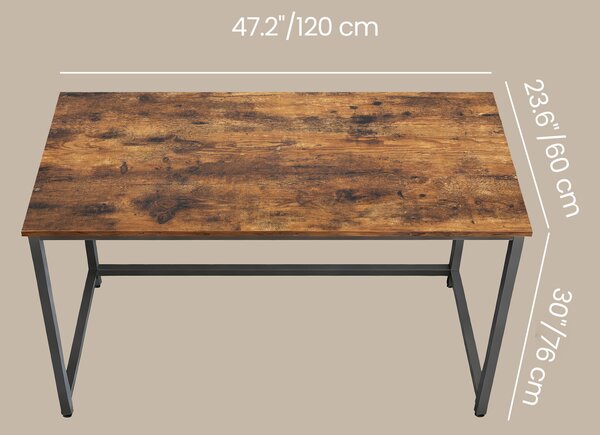 VASAGLE Psací stůl industriální design 120 x 75 x 60 hnědá černá