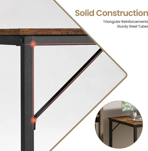 VASAGLE Psací stůl industriální design 120 x 75 x 60 hnědá černá