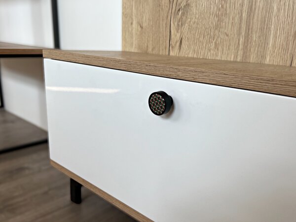 In-Design Nábytková knopka Bianco černá, motiv mozaika V93