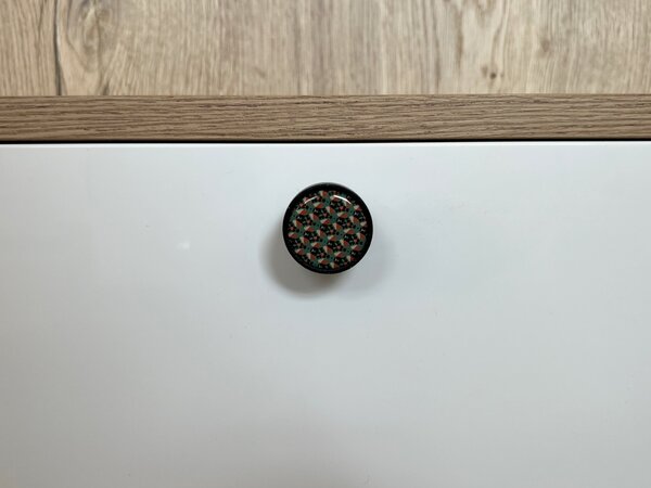 In-Design Nábytková knopka Bianco černá, motiv mozaika V93