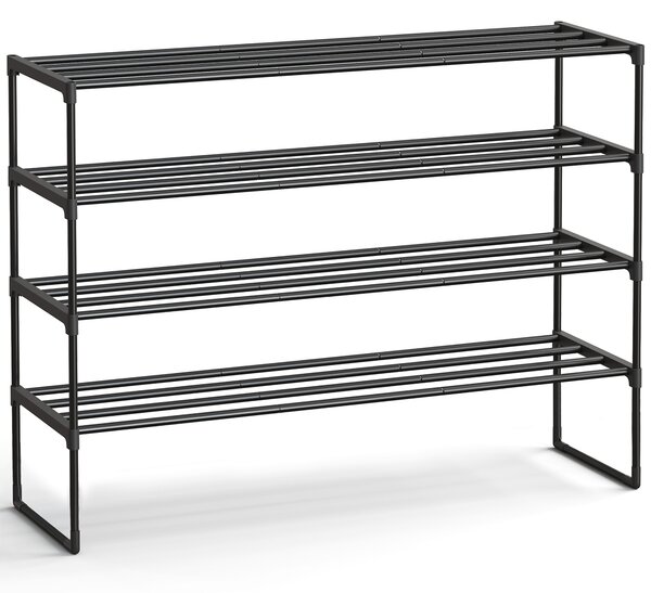 SONGMICS Skládací čtyřpatrový kovový botník 117 x 75 x 30 cm černá