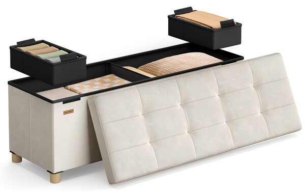 SONGMICS Taburet s úložným prostorem 112 l 38 x 110 x 40 cm béžová