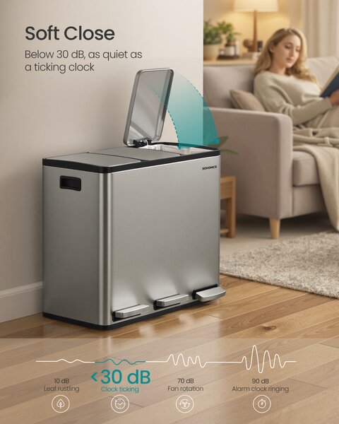 SONGMICS Kuchyňský koš 3 x 18 l koš na tříděný odpad stříbrná