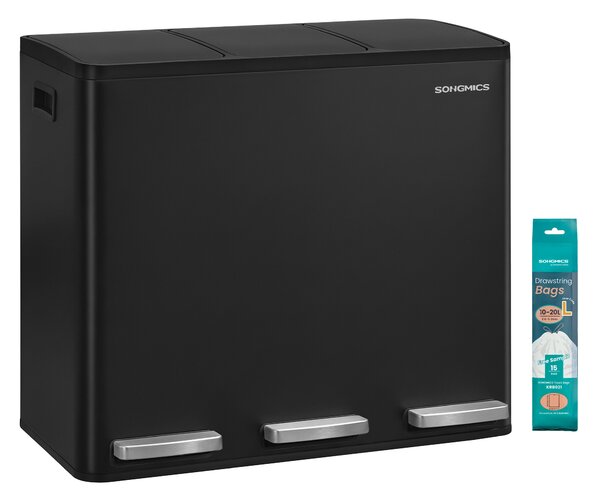SONGMICS Kuchyňský odpadkový koš 3 x 18 l vyjímatelné vnitřní kbelíky tiché zavírání černá