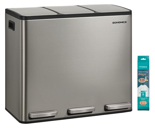 SONGMICS Kuchyňský koš 3 x 18 l koš na tříděný odpad stříbrná