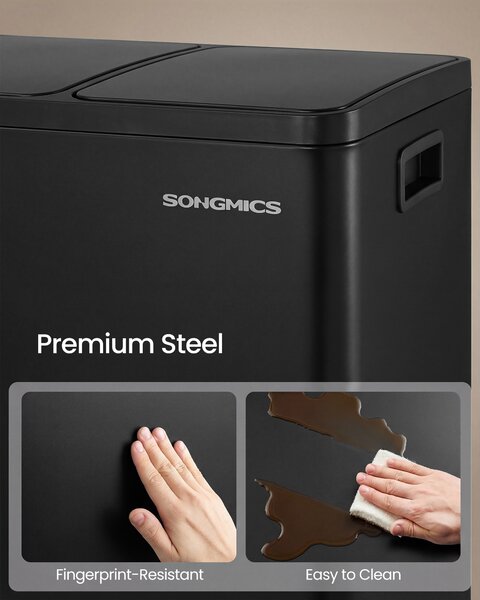 SONGMICS Kuchyňský odpadkový koš 3 x 18 l vyjímatelné vnitřní kbelíky tiché zavírání černá