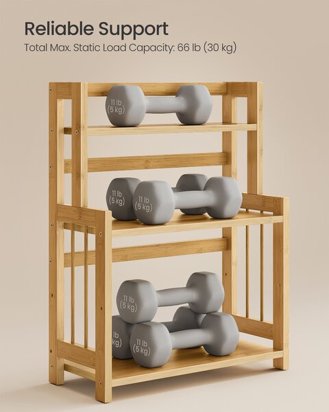 SONGMICS Stojan na koření třípatrový stolní organizér bambusový 41 x 53 x19 cm béžová