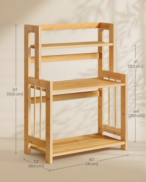 SONGMICS Stojan na koření třípatrový stolní organizér bambusový 41 x 53 x19 cm béžová