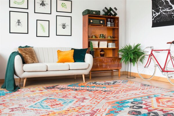 KOBEREC TKANÝ NA PLOCHO, 80/150 cm vícebarevná, oranžová - Online Only koberce & rohožky, Online Only