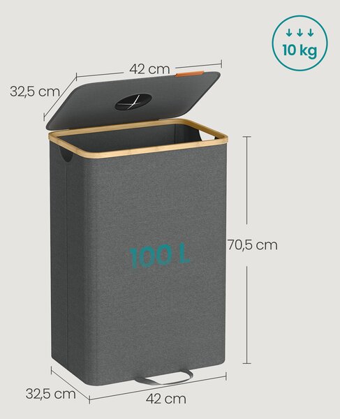 SONGMICS Koš na tříděný odpad vnitřní sáček s uchy šedá