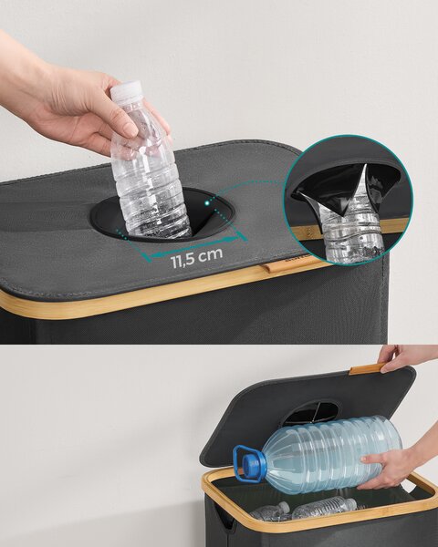 SONGMICS Koš na tříděný odpad vnitřní sáček s uchy šedá