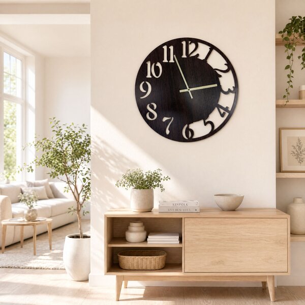 Nástěnné hodiny CLOCK Zvolte barvu dekoru: Antracit-Černá | Velikost hodin: 35x35 | Barva ručiček: Stříbrné